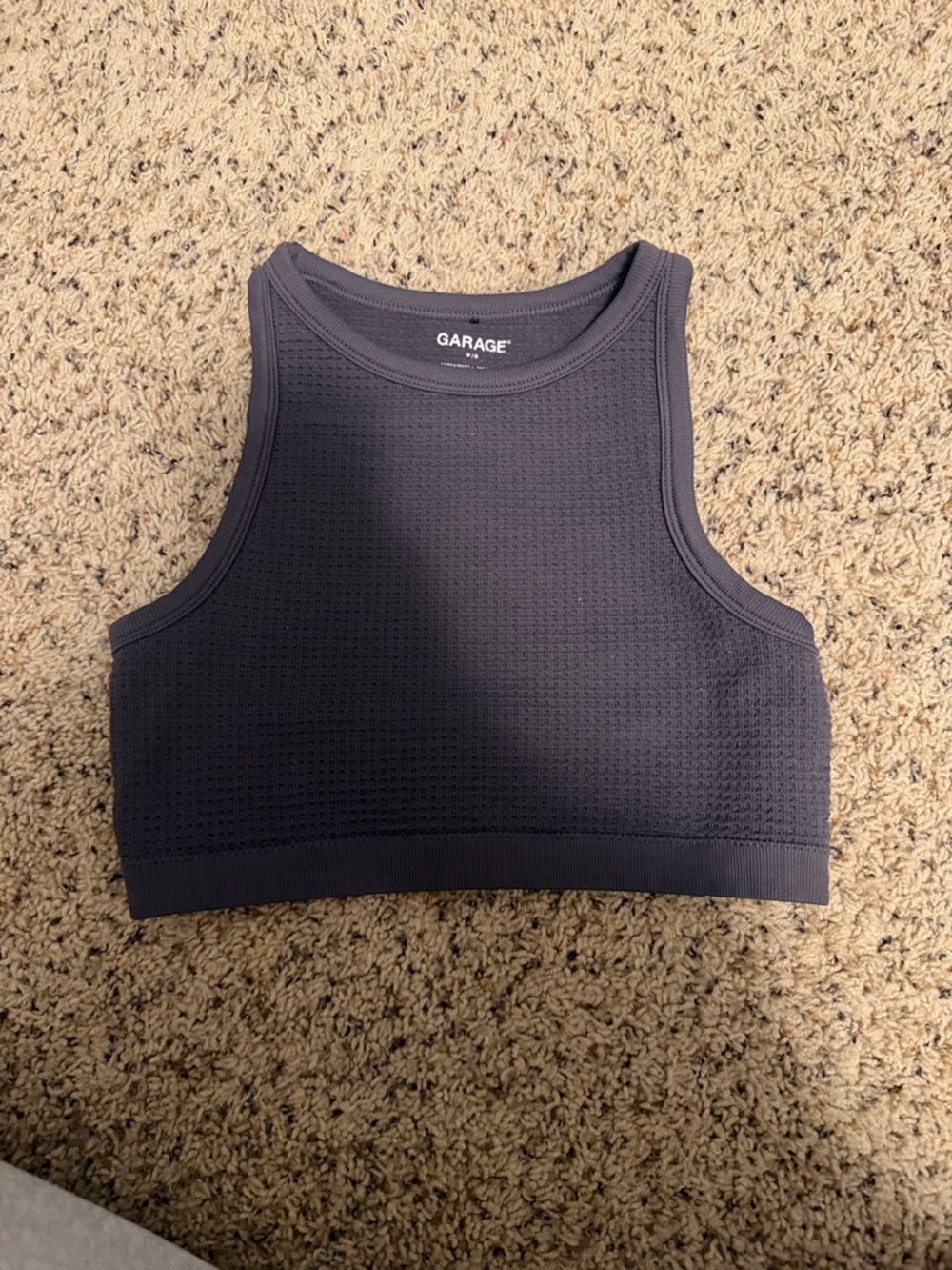 Garage Black Textured Cropped Tank Top